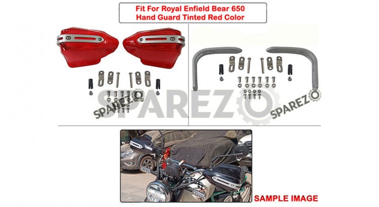 Fit For Royal Enfield Bear 650 Tinted Red Color Hand Guard Kit - SPAREZO